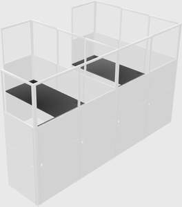 Shared l-shaped cubicle
