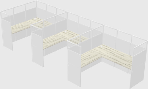 Shared l-shaped cubicle