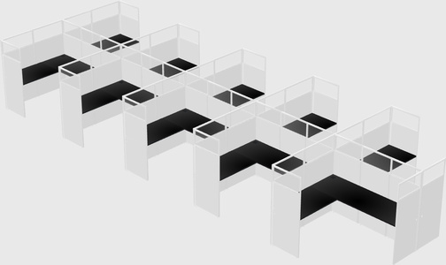 Shared l-shaped cubicle