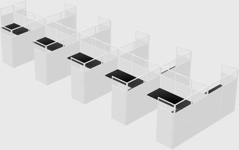 Shared l-shaped cubicle