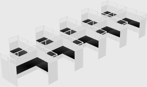 Shared l-shaped cubicle