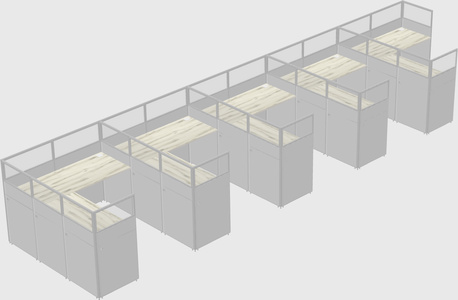 Shared l-shaped cubicle