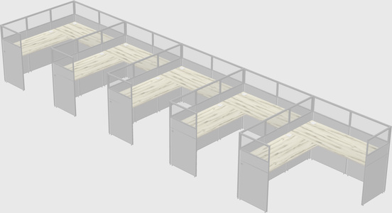 Shared l-shaped cubicle
