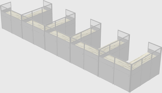 Shared l-shaped cubicle