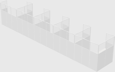 Shared l-shaped cubicle