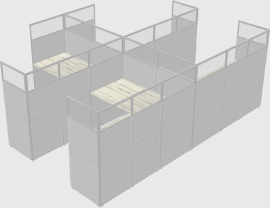 Shared l-shaped cubicle