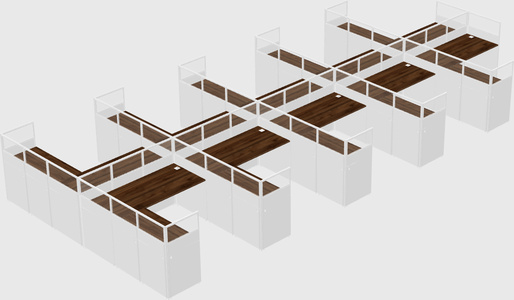 Shared l-shaped cubicle