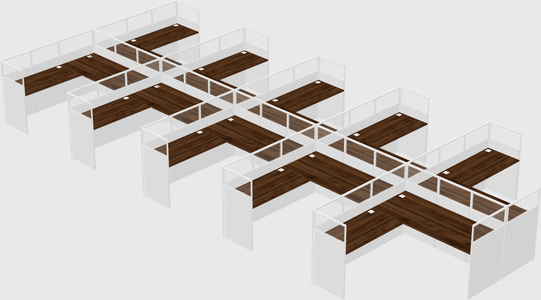 Shared l-shaped cubicle