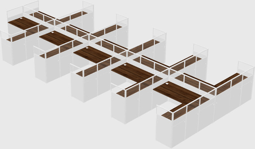 Shared l-shaped cubicle