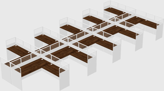 Shared l-shaped cubicle