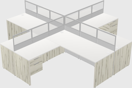 Shared l-shaped cubicles