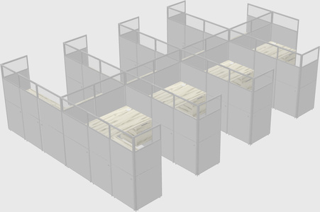 Shared l-shaped cubicle