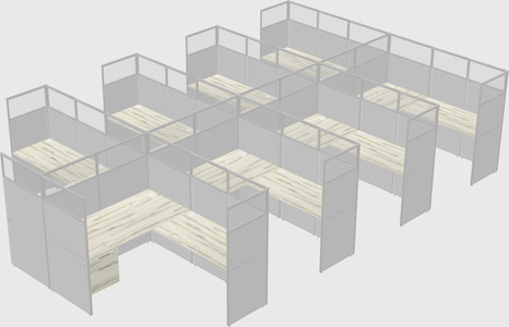 Shared l-shaped cubicle