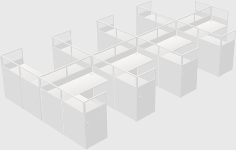 Shared l-shaped cubicle
