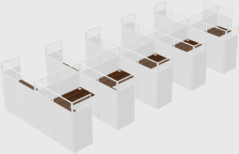 Shared l-shaped cubicle