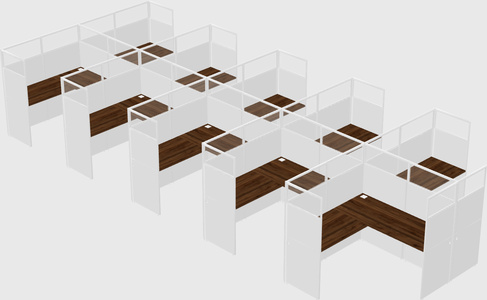 Shared l-shaped cubicle
