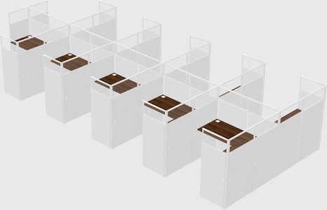 Shared l-shaped cubicle