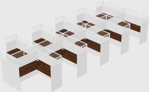 Shared l-shaped cubicle