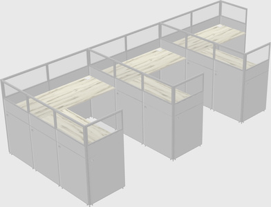 Shared l-shaped cubicle