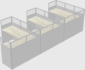 Shared l-shaped cubicle