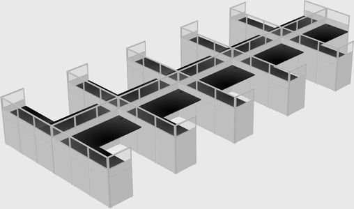 Shared l-shaped cubicle