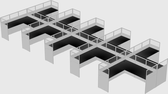 Shared l-shaped cubicle