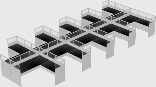 Shared l-shaped cubicle