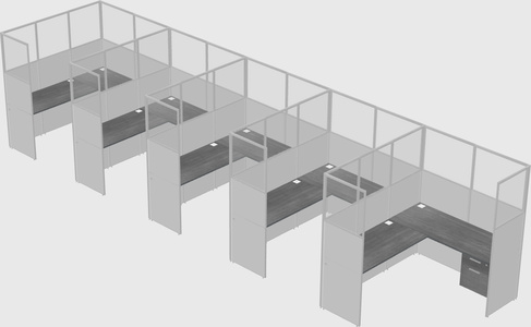 Shared l-shaped cubicle