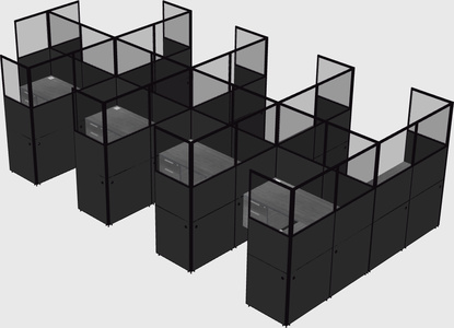 Shared l-shaped cubicle