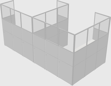 Shared l-shaped cubicle