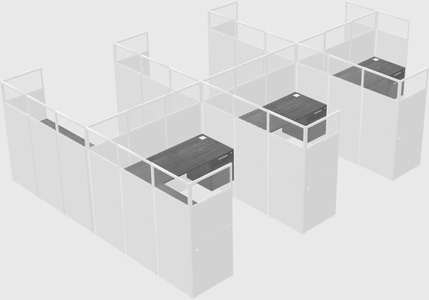 Shared l-shaped cubicle