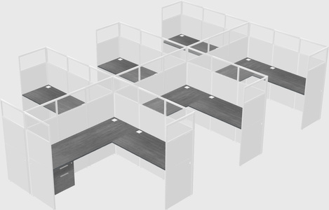 Shared l-shaped cubicle