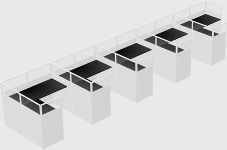 Shared l-shaped cubicle