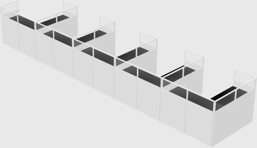 Shared l-shaped cubicle
