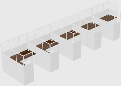 Shared l-shaped cubicle
