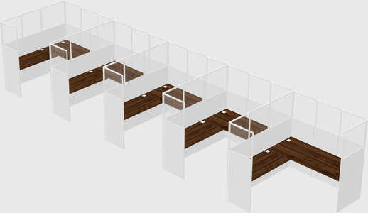 Shared l-shaped cubicle