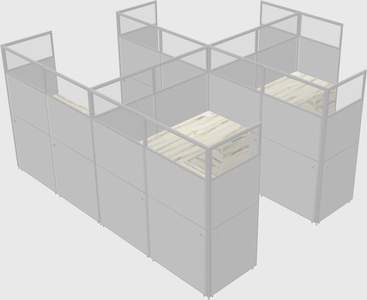 Shared l-shaped cubicle