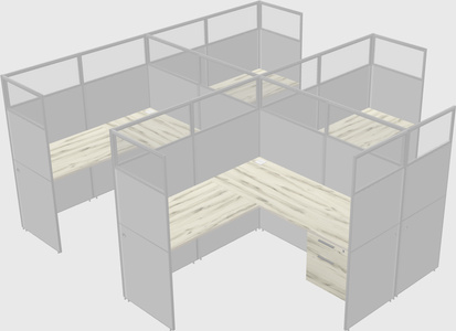 Shared l-shaped cubicle