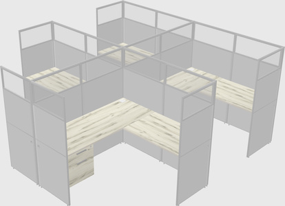 Shared l-shaped cubicle