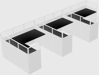 Shared l-shaped cubicle