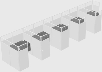 Shared l-shaped cubicle