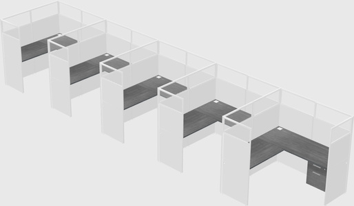 Shared l-shaped cubicle
