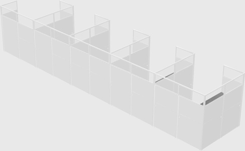 Shared l-shaped cubicle