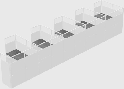 Shared l-shaped cubicle