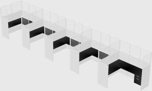Shared l-shaped cubicle