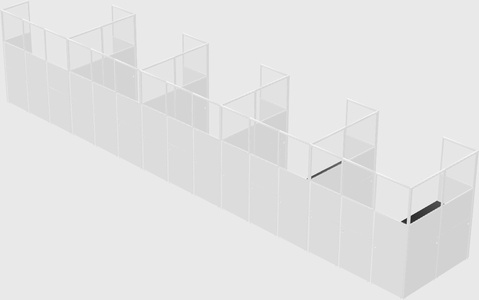 Shared l-shaped cubicle