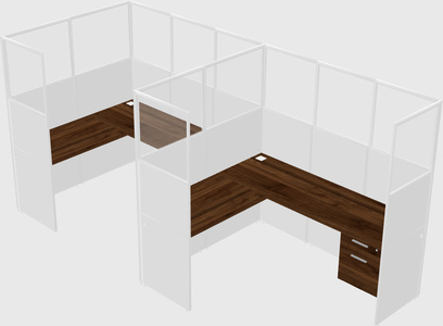Shared l-shaped cubicle