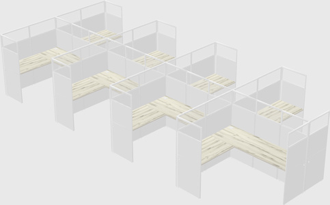 Shared l-shaped cubicle