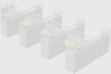 Shared l-shaped cubicle