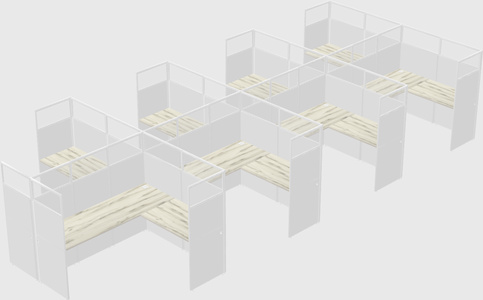 Shared l-shaped cubicle
